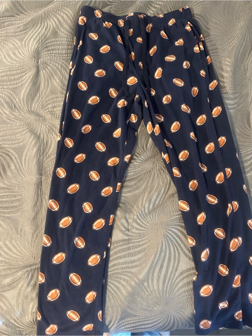 Sonoma Navy Sweatpants with Orange Football Print